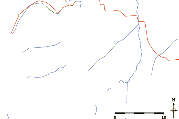 Roads and rivers around Miche Wabun Peak