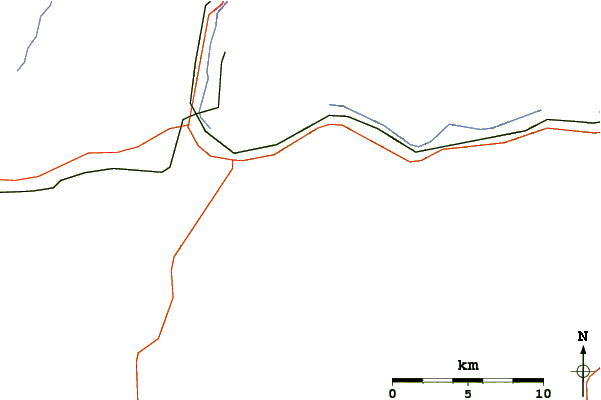 Roads and rivers around Middle Moriah Mountain