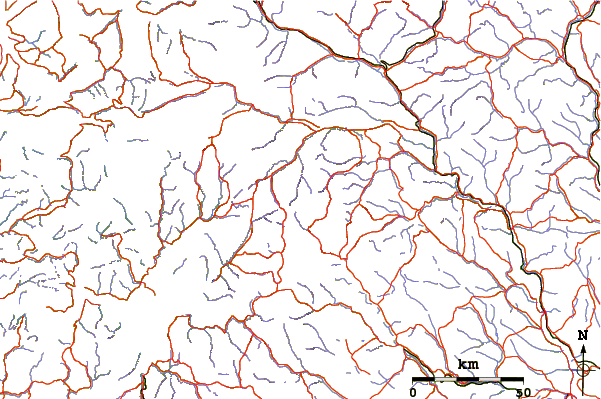 Roads and rivers around Midtre Hellstugutinden