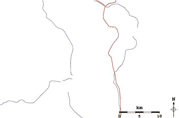 Roads and rivers around Milestone Mountain