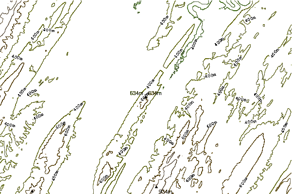 Mountain peaks around Mill Creek Mountain