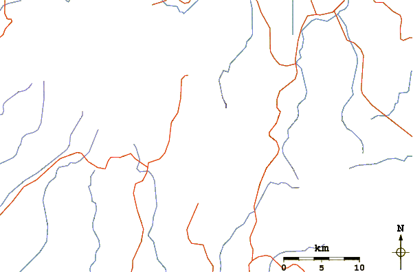 Roads and rivers around Miravalles Volcano