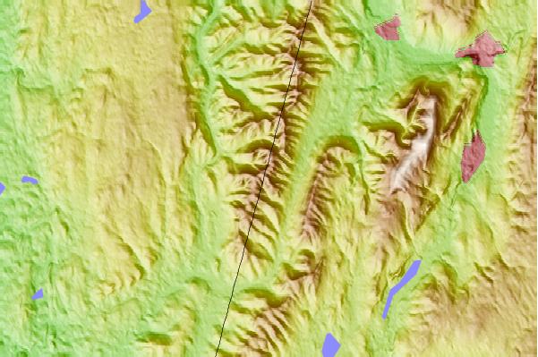 Surf breaks located close to Misery Mountain (Taconic Mountains)