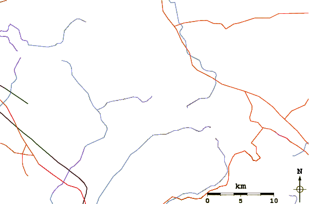 Roads and rivers around Modjeska Peak