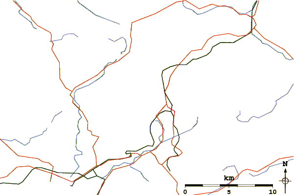 Roads and rivers around Moel Druman