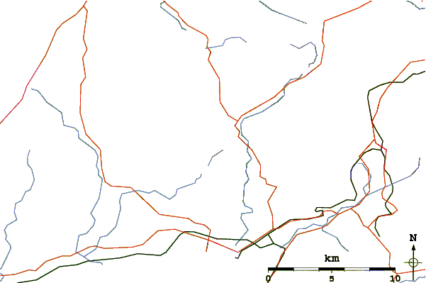 Roads and rivers around Moel Lefn