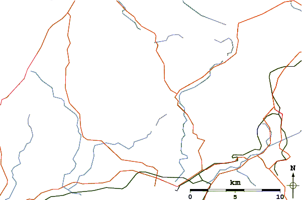 Roads and rivers around Moel yr Ogof