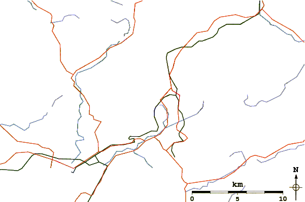 Roads and rivers around Moel-yr-hydd