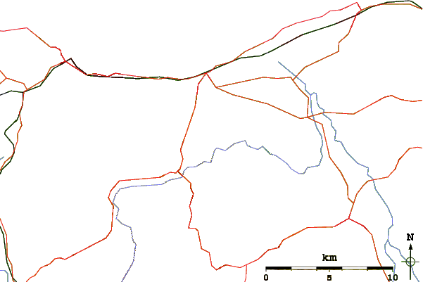 Roads and rivers around Moelfre Isaf