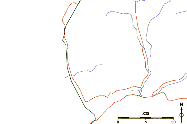 Roads and rivers around Moelfre (hill)