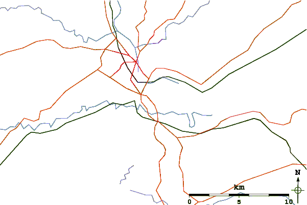 Roads and rivers around Moncreiffe Hill