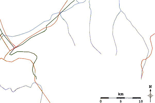 Roads and rivers around Mont Gelé (3023)