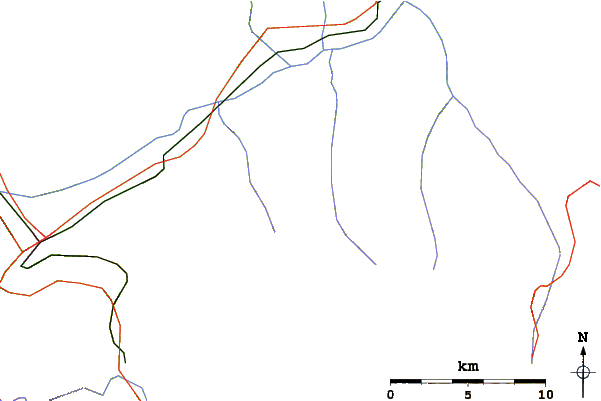 Roads and rivers around Mont Gond (Nendaz)