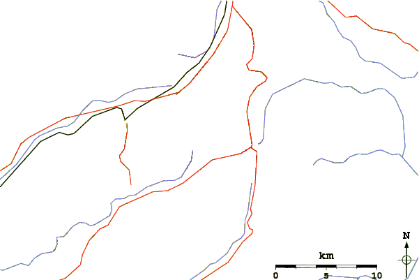 Roads and rivers around Mont Renoso