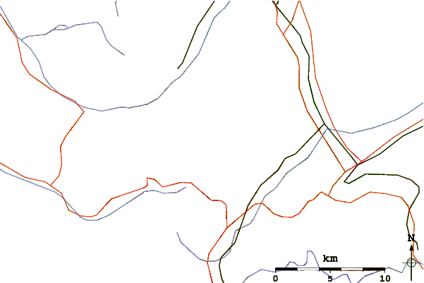 Roads and rivers around Mont Ruan