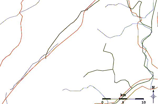 Roads and rivers around Mont Tendre