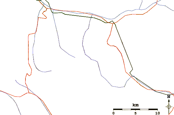 Roads and rivers around Mont Thabor