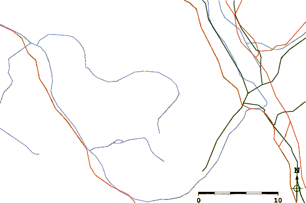 Roads and rivers around Mont de Grange