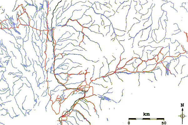 Roads and rivers around Montana Peak