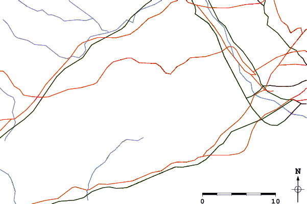 Roads and rivers around Montau (mountain)