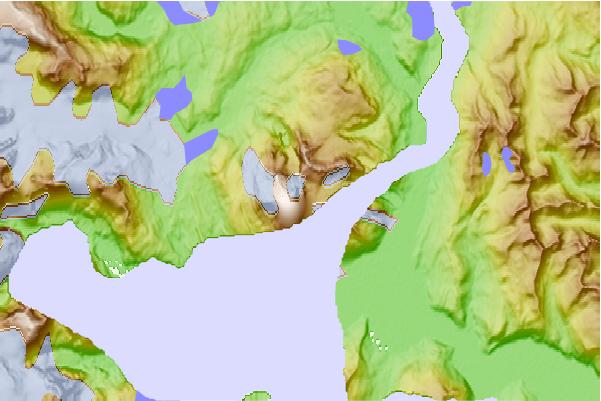 Surf breaks located close to Monte Balmaceda