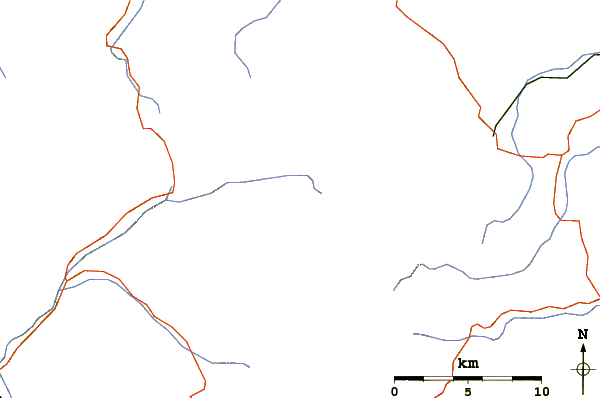 Roads and rivers around Monte Bove