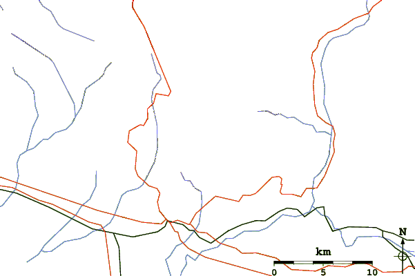 Roads and rivers around Monte Calvo (Picentini)