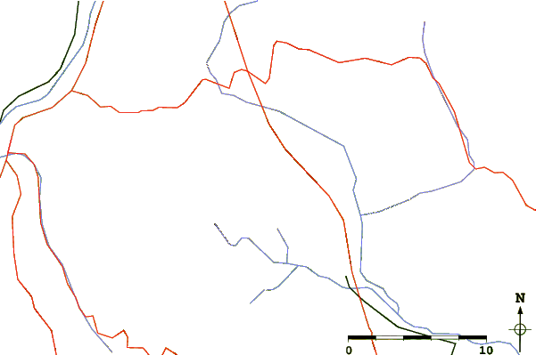 Roads and rivers around Monte Campomolon