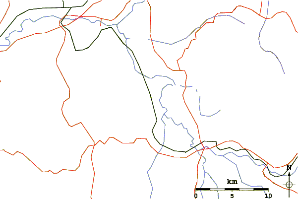 Roads and rivers around Monte Catria