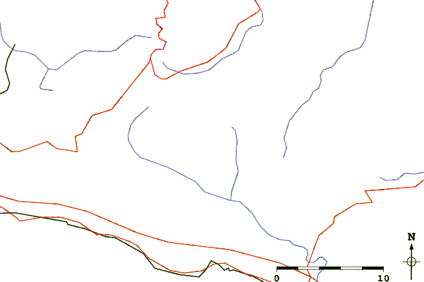 Roads and rivers around Monte Caucaso (Liguria)