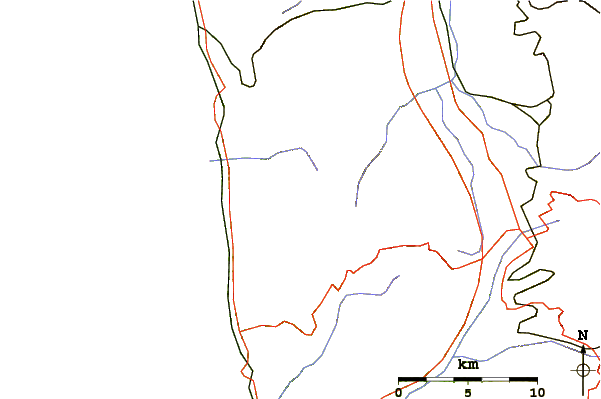 Roads and rivers around Monte Cocuzzo