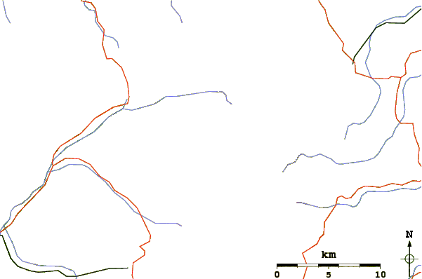 Roads and rivers around Monte Cornaccione