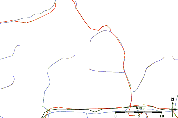 Roads and rivers around Monte Dizgrazia