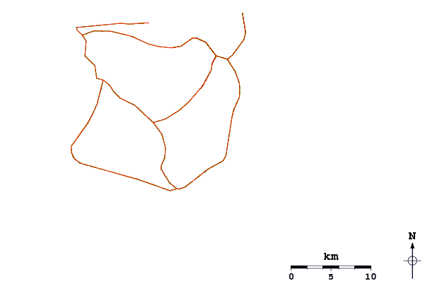 Roads and rivers around Monte Estância