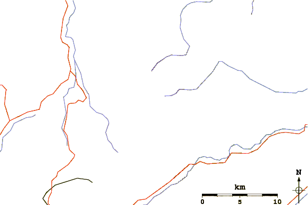 Roads and rivers around Monte Gorzano