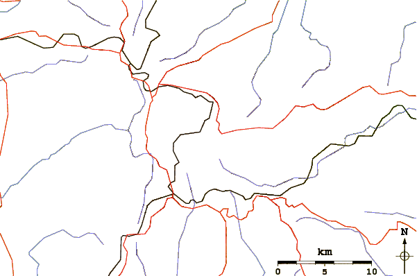 Roads and rivers around Monte Lauro
