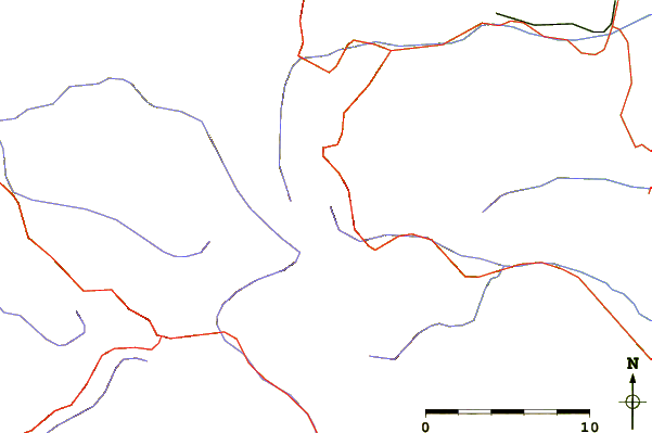 Roads and rivers around Monte Meidassa