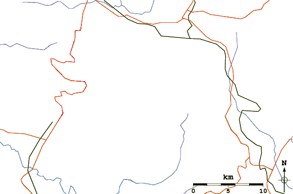 Roads and rivers around Monte Mutria