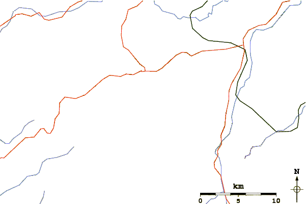 Roads and rivers around Monte Nerone