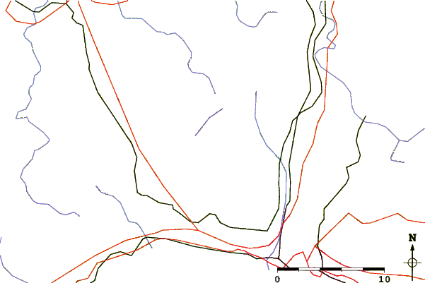 Roads and rivers around Monte Orditano