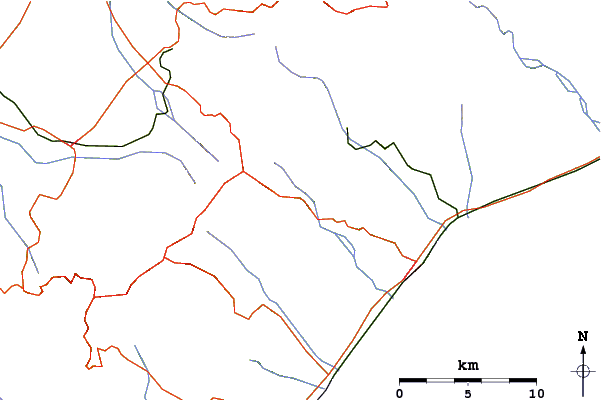 Roads and rivers around Monte Pecoraro