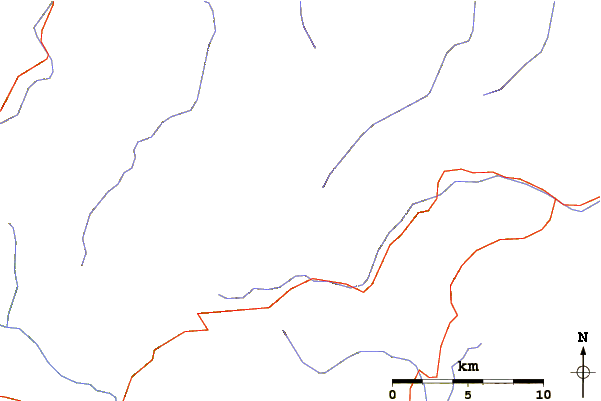 Roads and rivers around Monte Penna