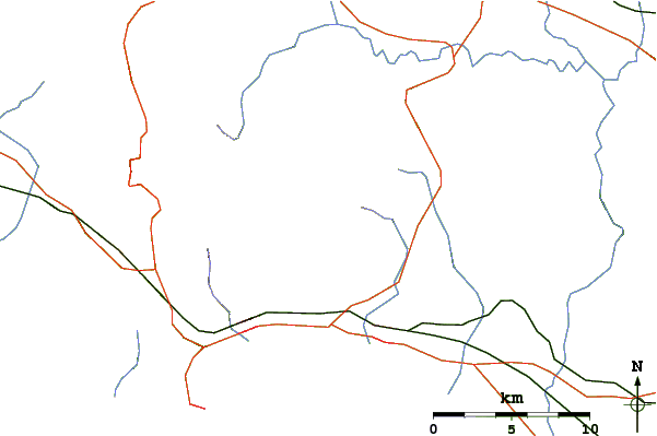 Roads and rivers around Monte Petrella