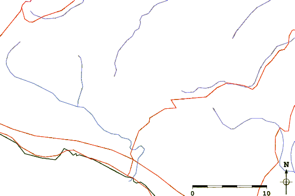 Roads and rivers around Monte Ramaceto