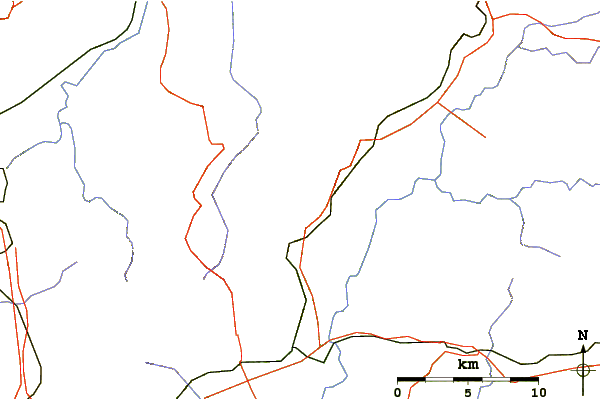 Roads and rivers around Monte Rasu