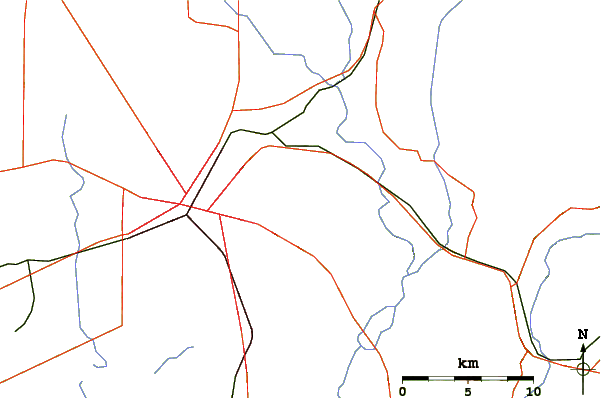 Roads and rivers around Monte Sano Mountain