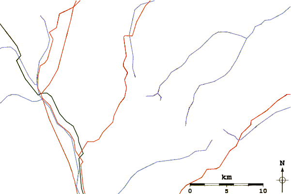 Roads and rivers around Monte Sillara