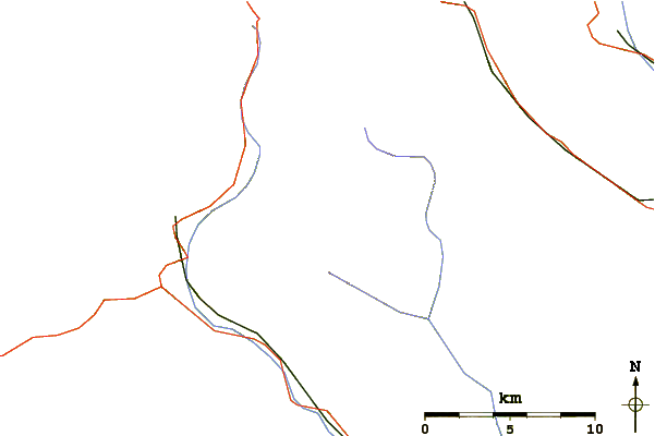 Roads and rivers around Monte Zucchero