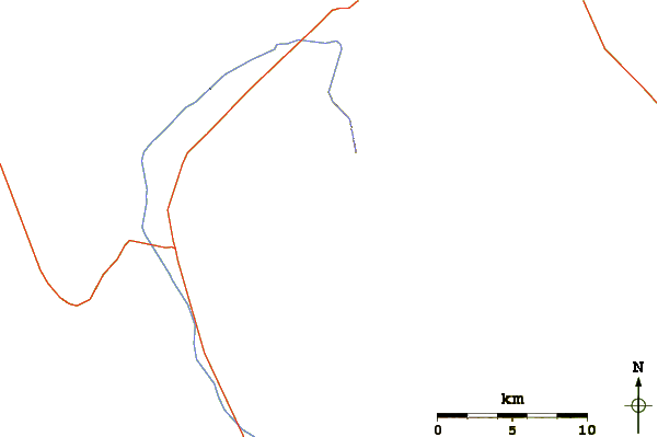 Roads and rivers around Montgomery Peak