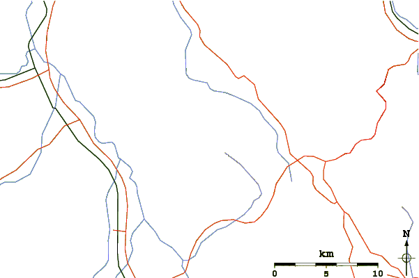 Roads and rivers around Mosor-Suva Planina